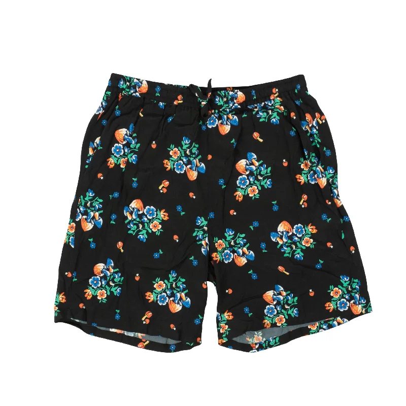 New In This Season Black Rayon Multicolored Design Shorts