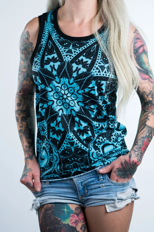 Casual Chic Clothing For Women Teal Mandala Unisex Tank Top