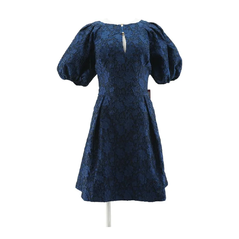 Limited Stock, Big Discounts Navy Solid Midi Dress