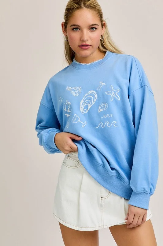 Formal Attire For Women PREORDER - Summer Vibes Oversized Pullover Sweatshirt