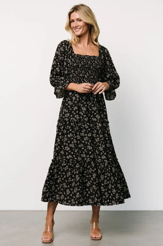 Women's Apparel Margareta Tiered Dress | Black Floral