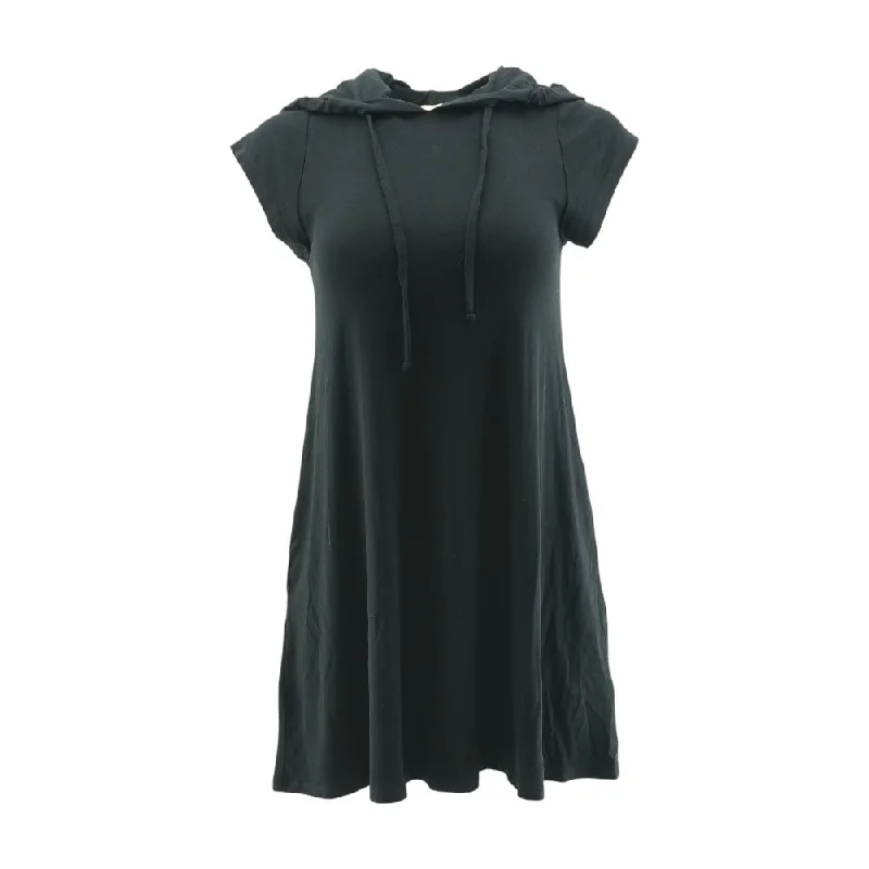 Stylish Outerwear Clothes For Women Black Solid Midi Dress