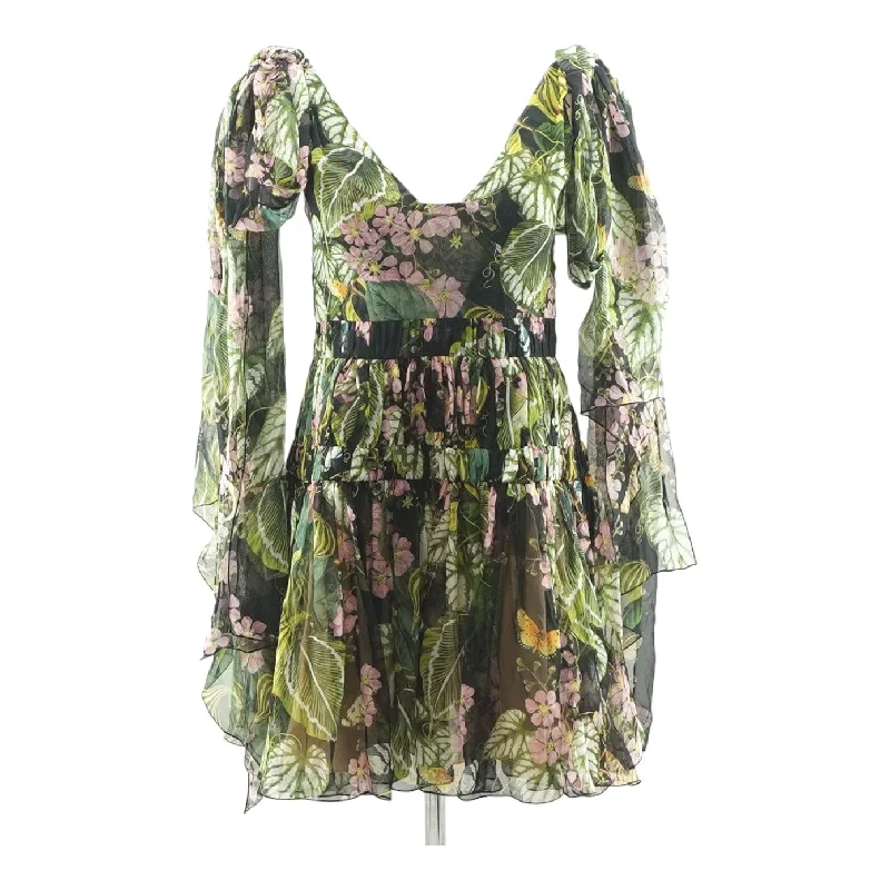 Women's Stylish Professional Apparel Botanical Tie-Strap Mini Dress