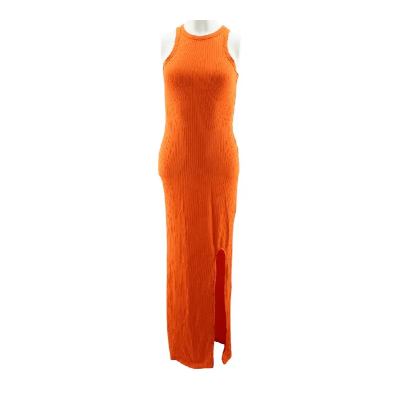 Top Deals Orange Solid Maxi Dress