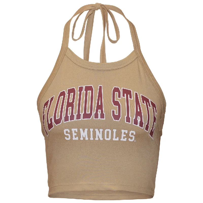 Comfortable Chic ZooZatz Women's Florida State Seminoles Halter Crop Top - Gold