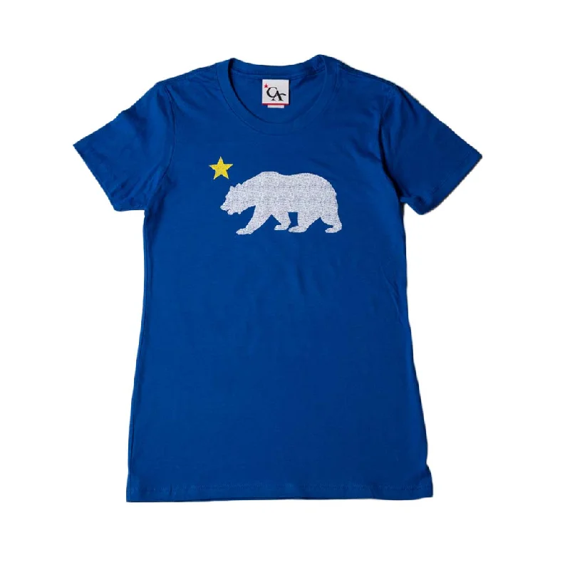 Luxury Women's Clothing Womens Cali Bear Star T-Shirt Royal