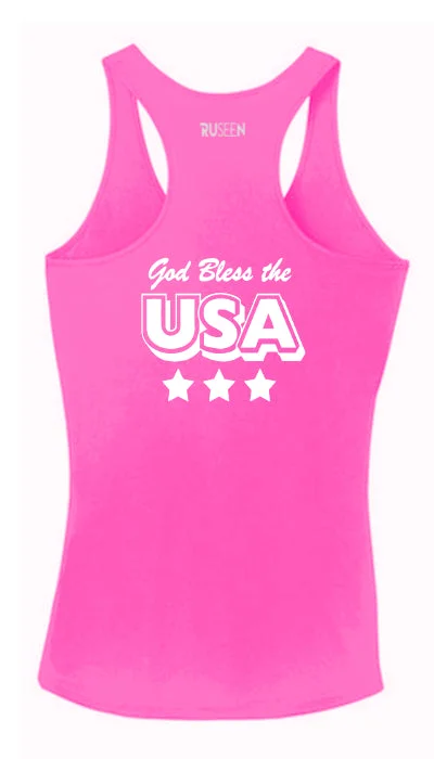 Vintage-Modern Style Offers Women's Reflective Tank Top - God Bless the USA