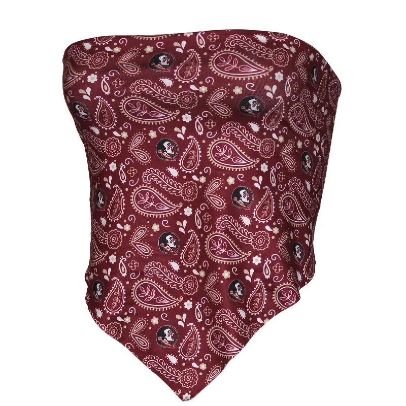 Ride The Style Wave ZooZatz Women's Seminole Logo Paisley Design Tie-back Bandeau - Garnet