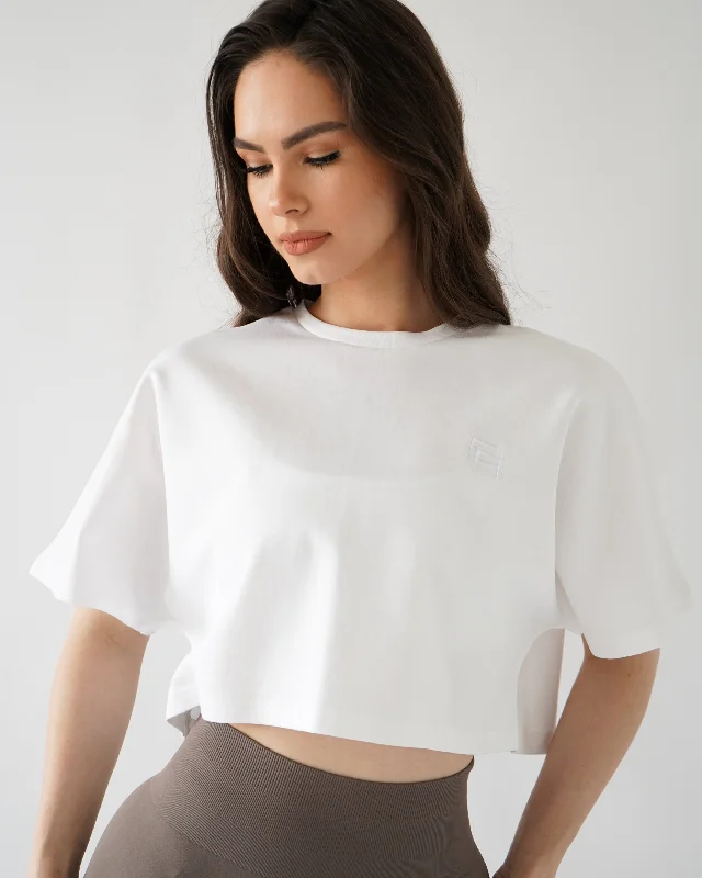 Casual Chic Women's Clothes Relaxed Crop Top - White