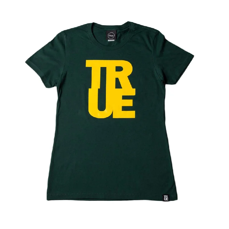 Fashionable Women's Clothing True Womens Logo T-Shirt Green/Yellow