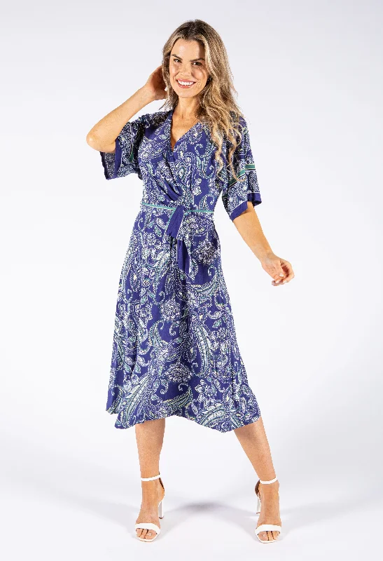 Women's Evening Outfit Paisley Print V Neck Dress