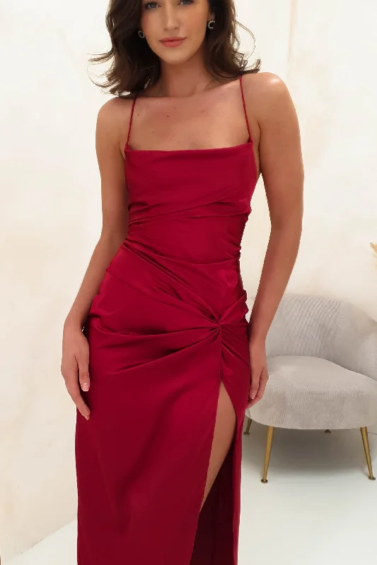 Unleash Your Trend Driven Style Cheyanne Satin Maxi Dress | Dark Red