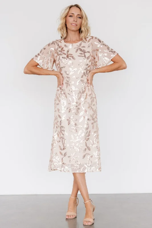 Women's Athletic Garments Deanna Sequin Midi Dress | Rose Gold