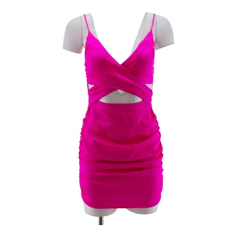 Women's Formal Clothes Neon Pink Solid Mini Dress