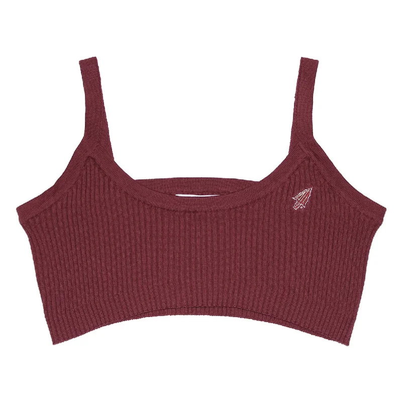 Unbeatable Deals Emerson Street Women's Arrowhead Logo Solid Knit Bra Top - Garnet