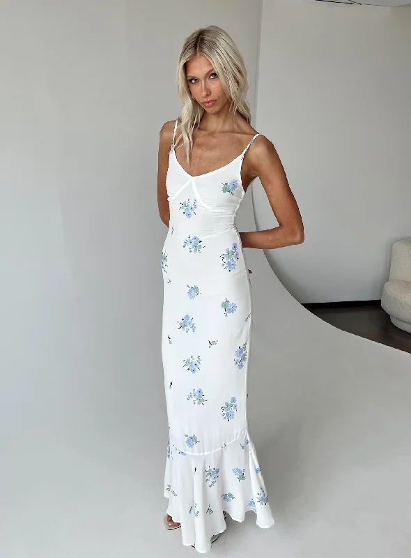 Women's Tops And Clothing Sing Along Maxi Dress White / Blue Tall