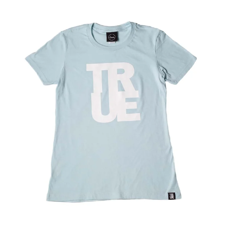 Comfortable Lounge Clothing True Womens Logo T-Shirt Light Blue/White