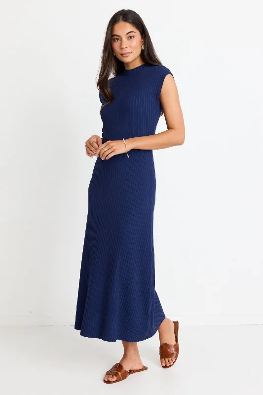 New Season Fashion Preview Splendid Ink Rib Knit Funnel Neck Maxi Dress