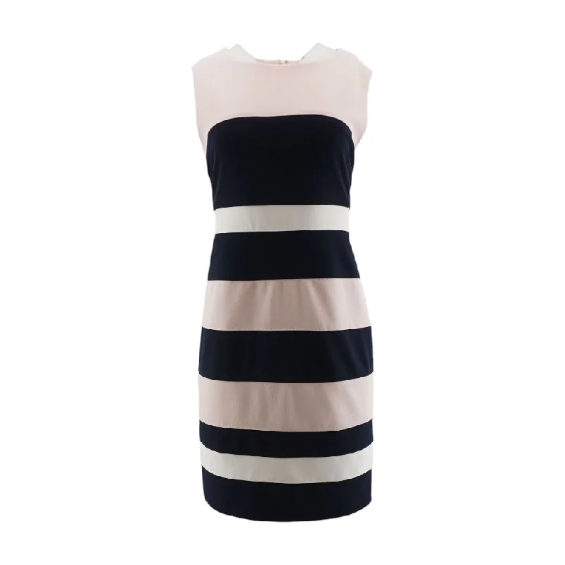 Women's Clothing For Work Navy Color Block Midi Dress