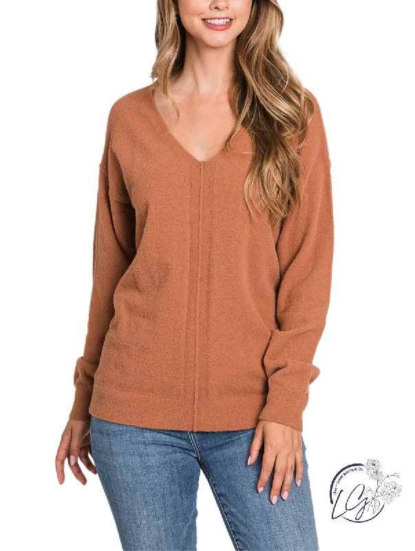 Women's Tops And Clothing Soft V-Neck Sweater