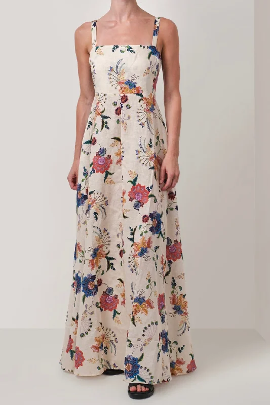 Flash Sale, Don'T Miss Milan Cream Wildflower Strappy Maxi Dress