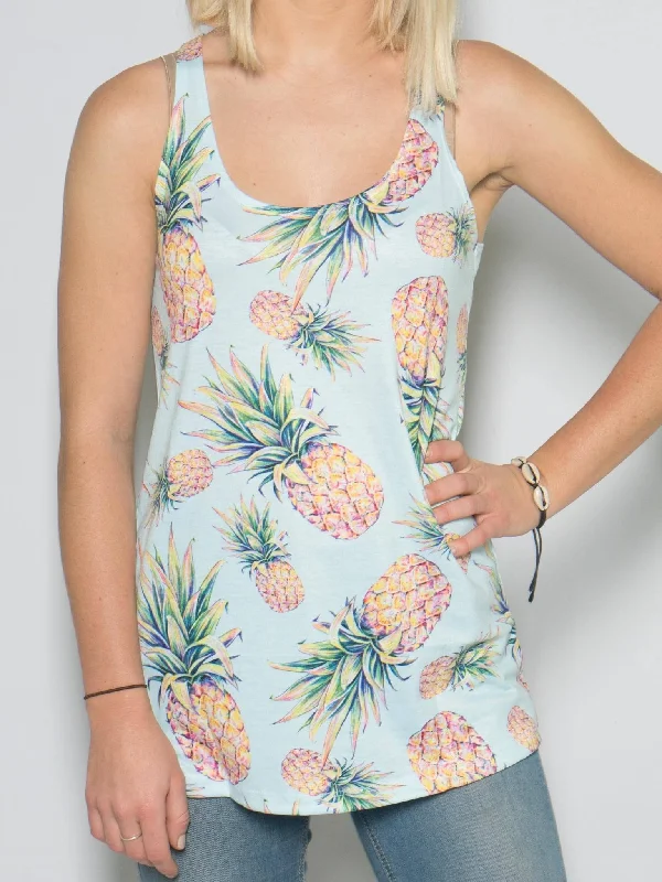 Women's Workout Clothing Pastel Pineapple Racerback Tank