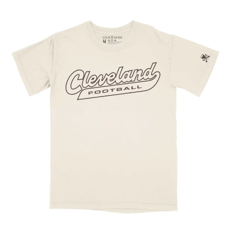 Discover Promotions Cleveland Football Script - Unisex Crew T-shirt - Ivory